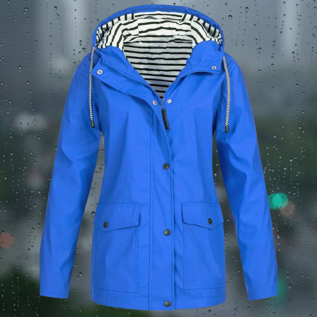 Vandtæt Trenchcoat Med Hætte Og Lukning Med Knapper Til Dame | Perfekt til alle årstider