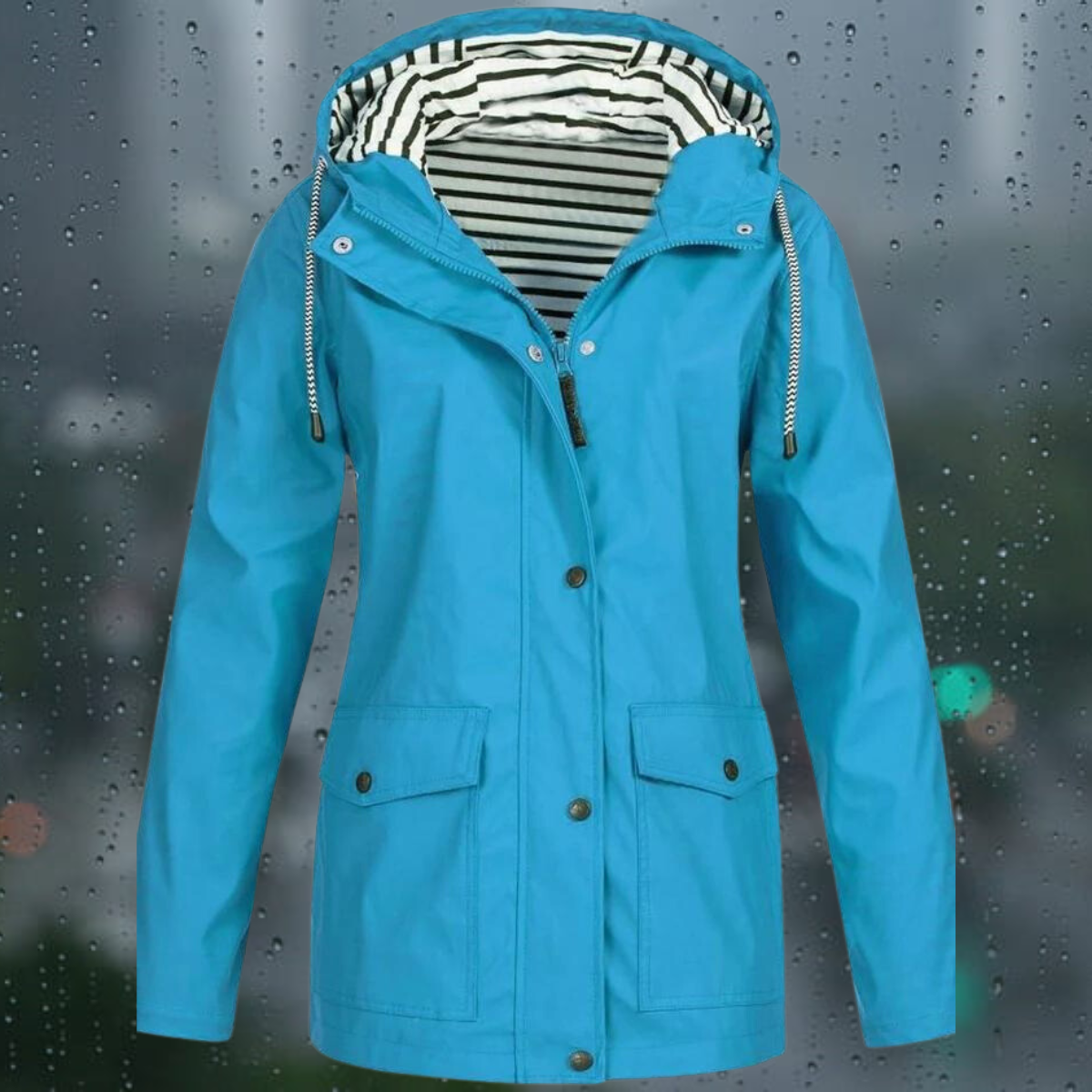 Vandtæt Trenchcoat Med Hætte Og Lukning Med Knapper Til Dame | Perfekt til alle årstider